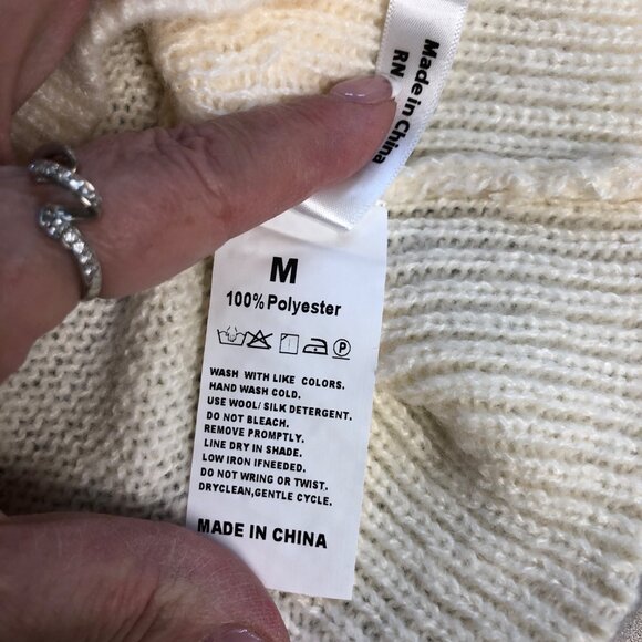 Epretty Cream Textured Knit Pullover Sweater Womens Size Medium Long Sleeve NEW - Picture 7 of 9